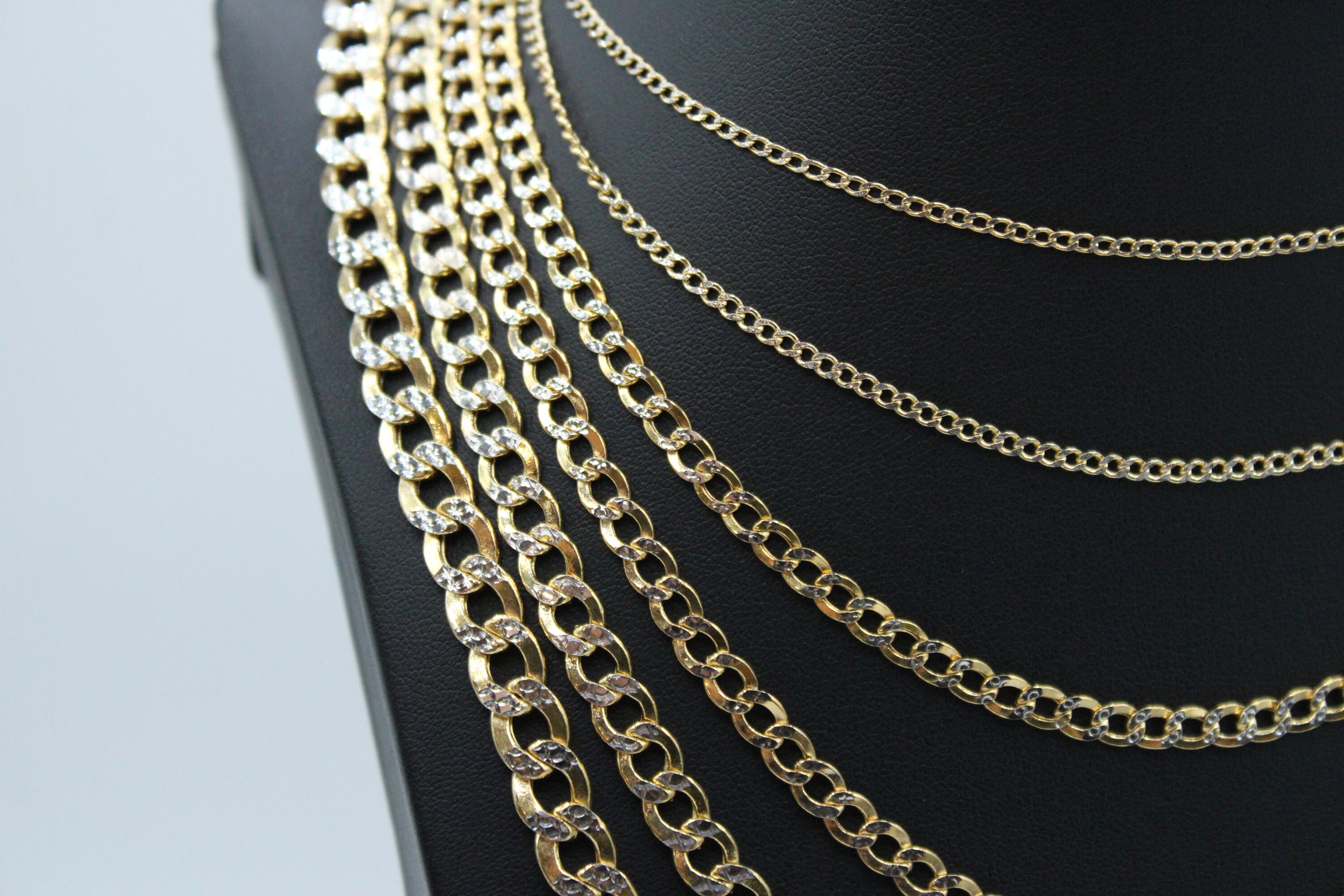 10K Gold Cuban Chain Two Tone Pave Real Gold Necklace 2mm Etsy