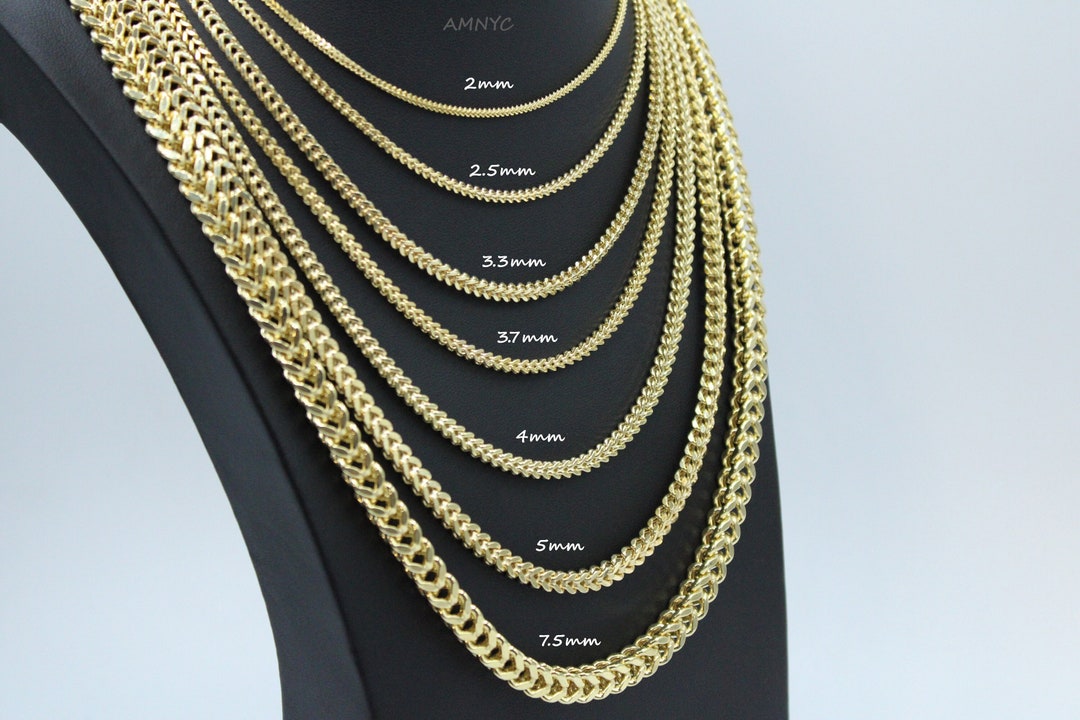【限定販売】 Gold 10K Franco 7.5mm 5mm 4mm 3.3mm 2.5mm 2mm Chain Box アクセサリー