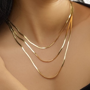 14K Handmade Solid Yellow Gold Herringbone Chain Necklace 1.5mm 3mm 4mm 5mm 6mm 14K Solid Yellow Gold Herringbone Chain or Bracelet availabl image 1