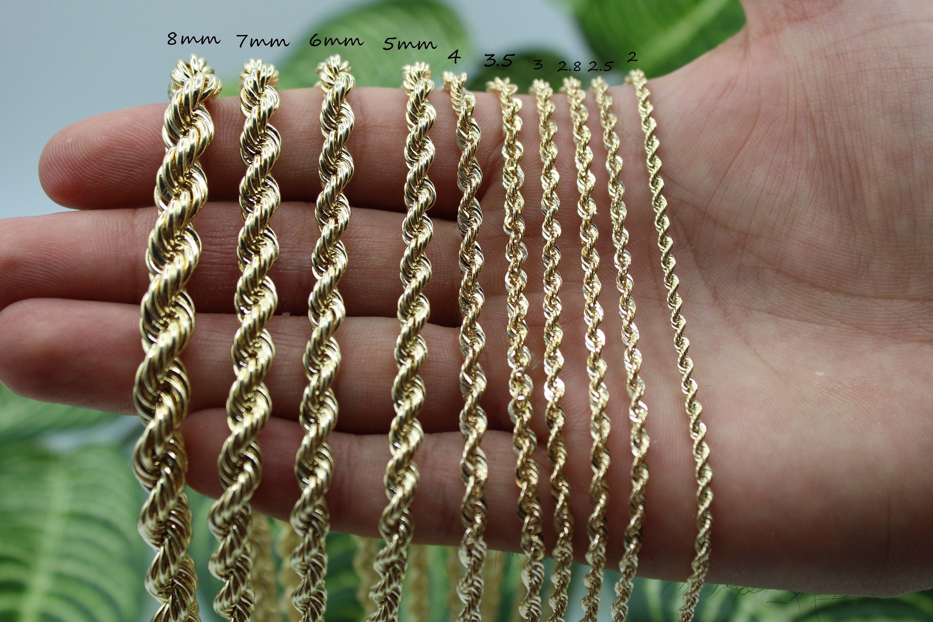 Rope Chain Necklace, 3mm / 16-22 in | 40-55 cm / 18K Gold Plated| Nominal