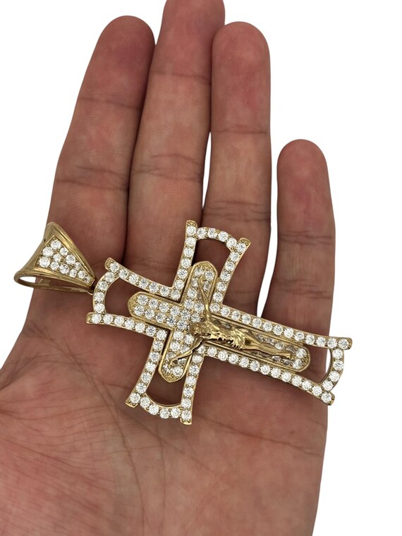Kreuz Halskette Gelbgold 14k 14 Karat Gold Kreuz Anhänger – Jesus