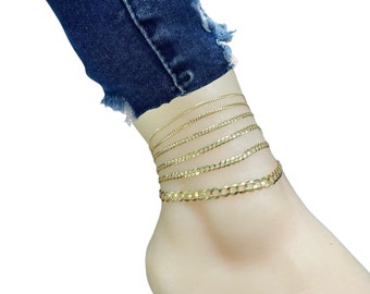 Miami Curb Link Anklet - 10K Yellow Gold