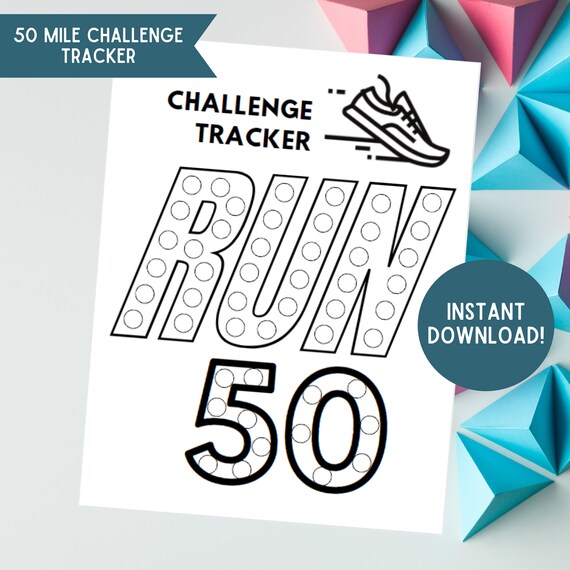 50 Mile Challenge Tracker Running Tracker Walking Tracker Etsy