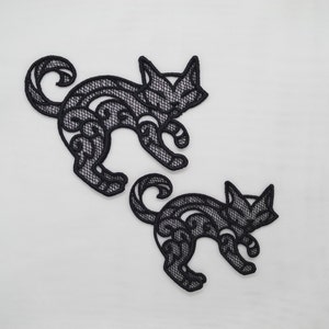 Gothic Home Decor, Black cat, Black lace, Halloween cat, Applique lace Lace Applique, Halloween Appligue, Halloween gift, Gothic lace