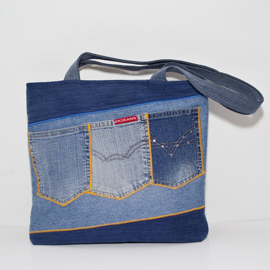 Eco-friendly Medium Denim Bag, Jeans Bag, Tote Jeans Bag