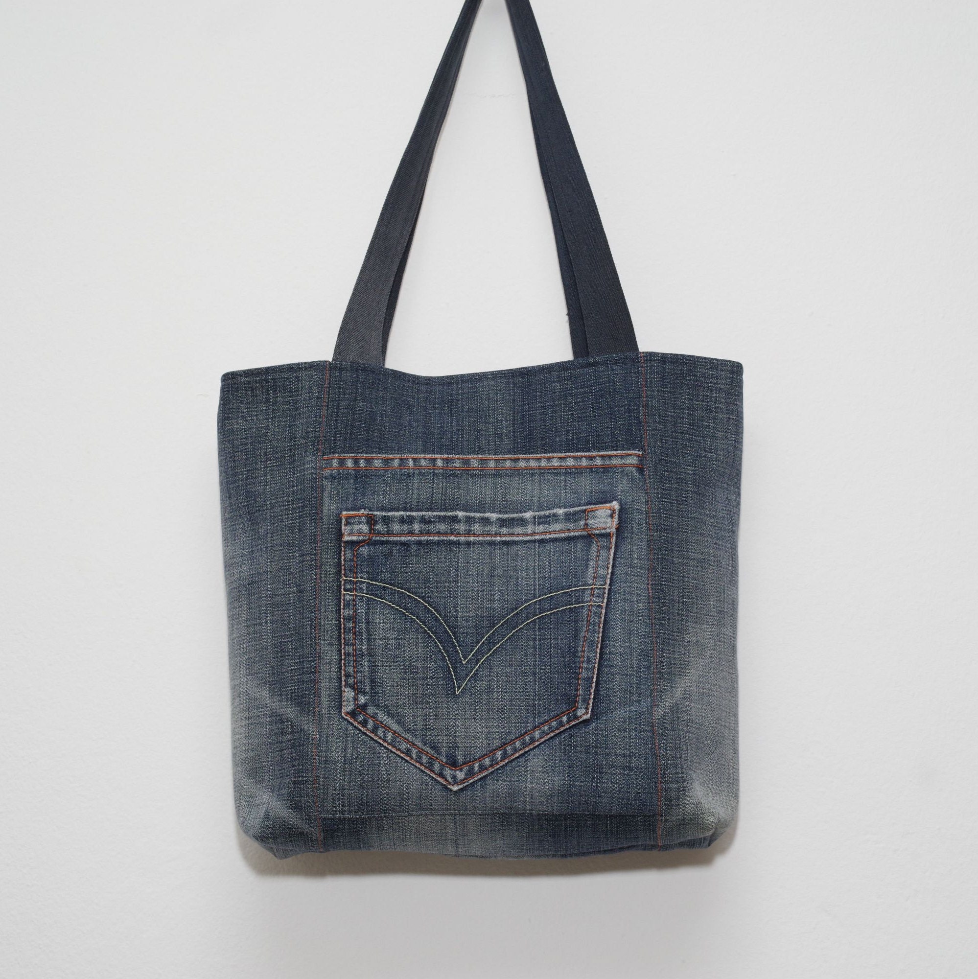 Recycling Bag, Medium Size Denim Bag, Tote Bag, Denim Bags - Etsy