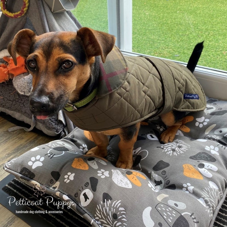 Waterproof Quilted Dog Coat Olive Green With Country Waxed Etsy