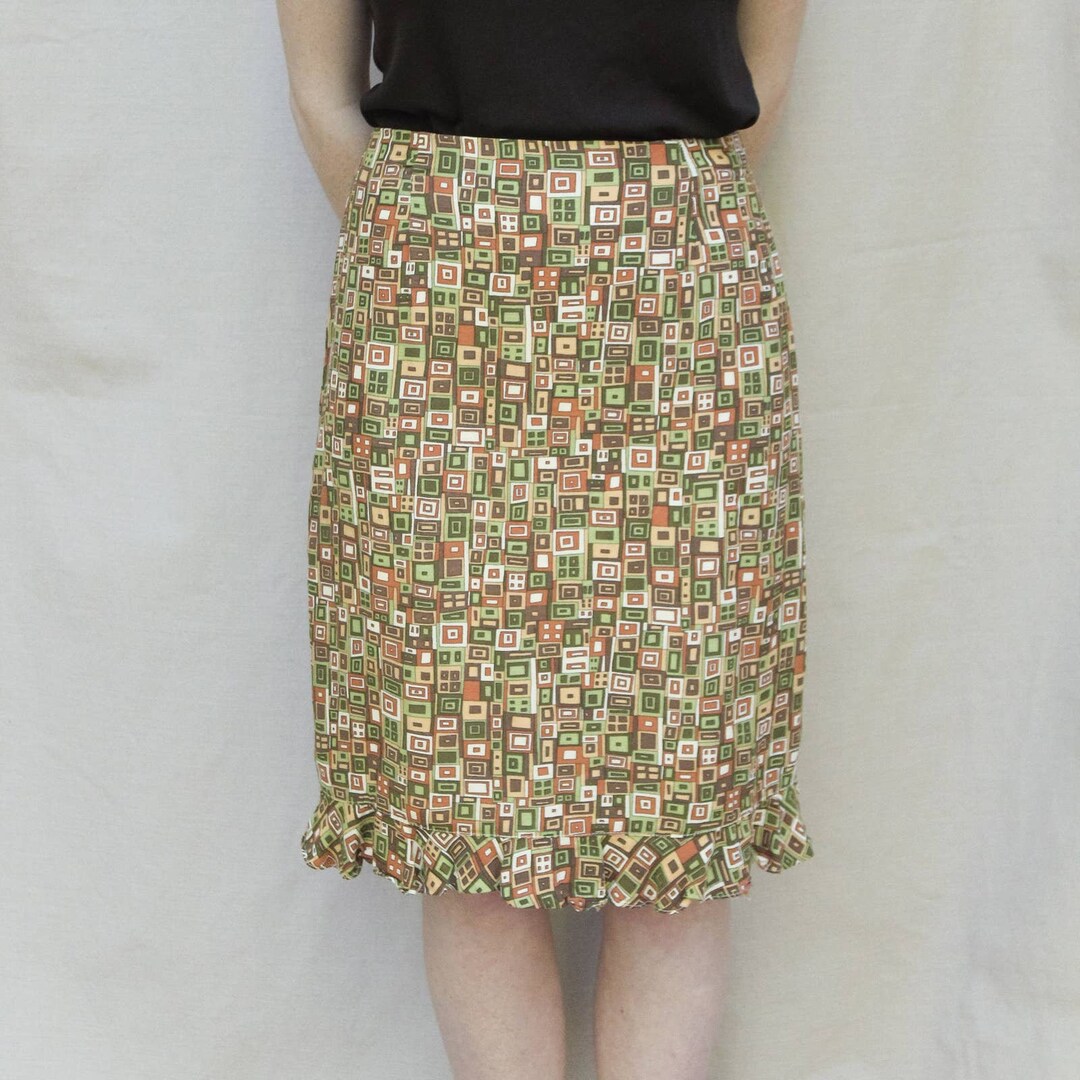 80s Vintage Mod Print Pencil Skirt Barbara Lesser - Etsy