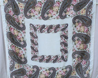 Paisley Floral Squares, Club 7 Echo Vintage Silk Scarf