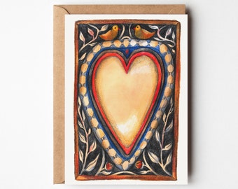 Folk art heart - Heart Card