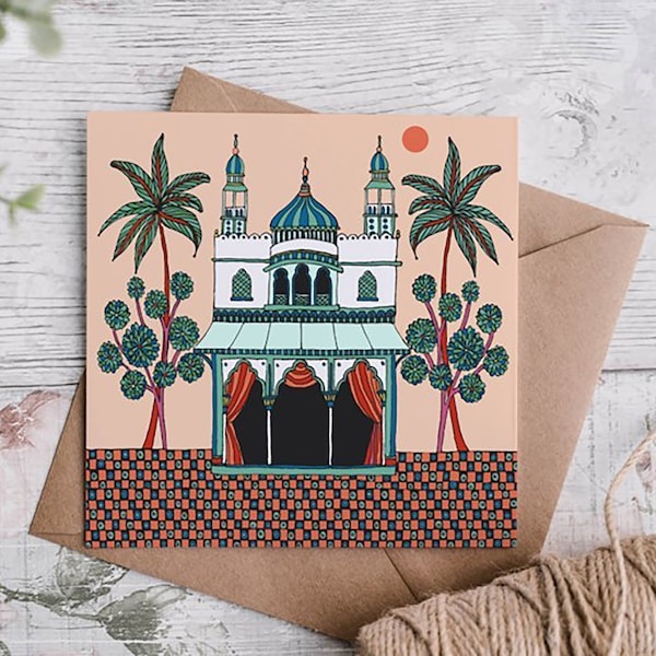 India art card-  India palace-Tropical Garden- Blank Greeting card