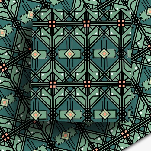Art Deco Wrapping Paper Geometric Pattern Grown up Etsy