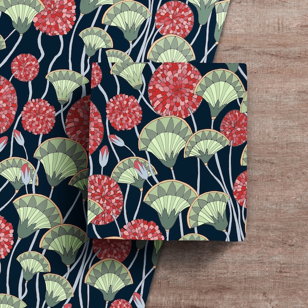 lotus pattern gift wrap- flower pattern wrapping paper