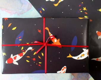 Koi Carp gift wrap - fish design- Luxury Wrapping paper -