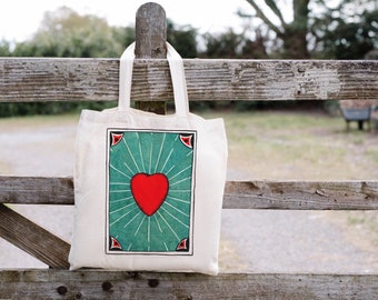 Heart Tote Bag-Beautiful Tote bag- anniversary Gift- Sustainable Shopping bag- organic cotton bag