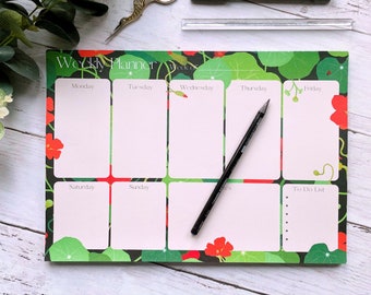 Botanical weekly planner- Desk planner-Work planner- Undated Planner