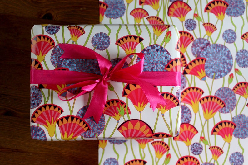 Lotus flower gift wrap botanical gift wrap flower pattern image 6
