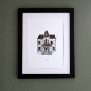 Hitchcock art -Psycho film- Bates House - Halloween art -Minimal Art - Film classic -