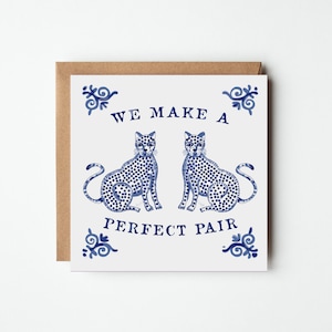 Carte vintage - Carte de la Saint-Valentin - Une paire parfaite - Carte chat - Carte pour amoureux des chats -