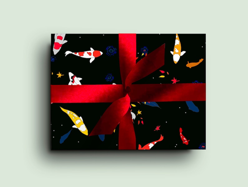 Koi Carp gift wrap fish design Luxury Wrapping paper image 6