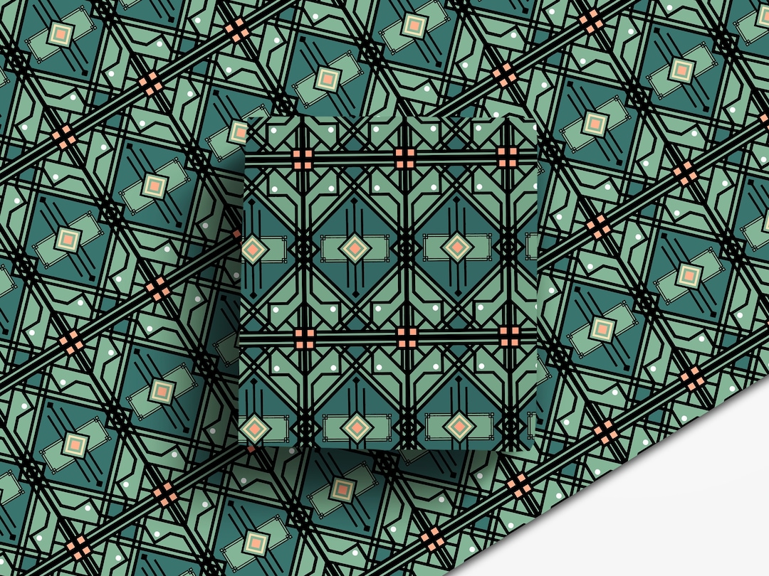 Art Deco Wrapping Paper Geometric Pattern Grown up Etsy