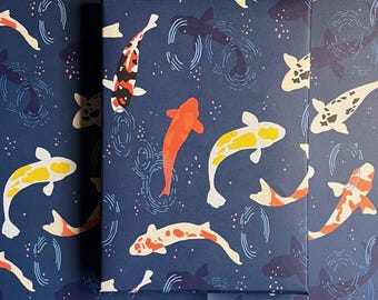 Koi Carp gift wrap - fish design- Luxury Wrapping paper -
