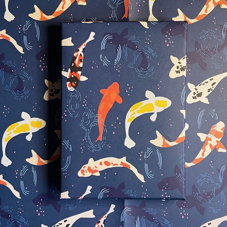 Koi Carp gift wrap - fish design- Luxury Wrapping paper - image 1