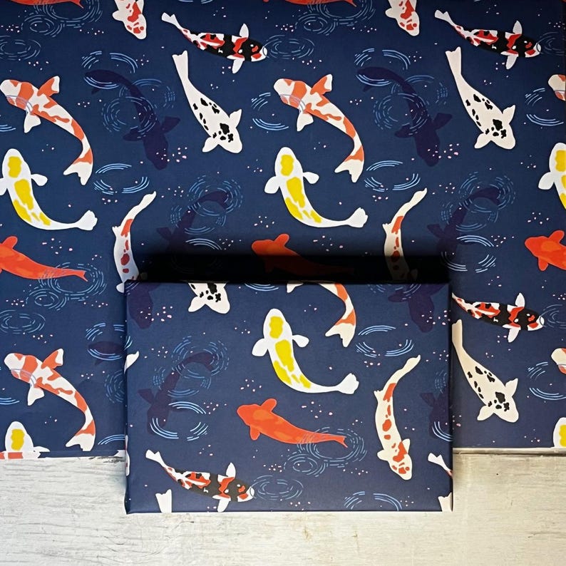 Koi Carp gift wrap - fish design- Luxury Wrapping paper - image 2