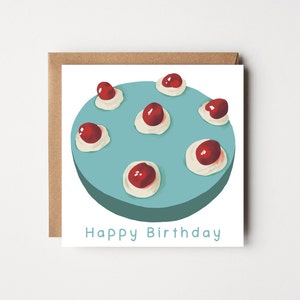 Cartão de aniversário retrô - Cartão de bolo vintage - Bolo de aniversário de infância - Cartão de aniversário vintage