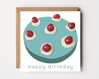 Retro Birthday Card- Retro cake card- Childhood birthday cake