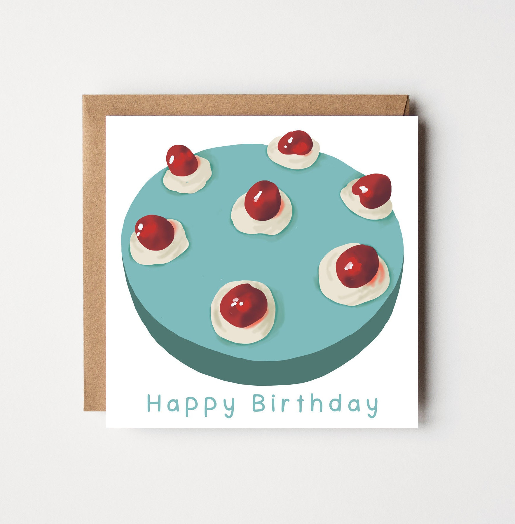 Retro Birthday Card- Vintage cake card- Childhood birthday cake- Vintage Birthday card