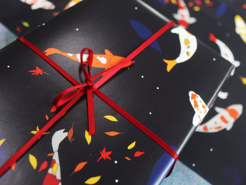 Koi Carp gift wrap fish design Luxury Wrapping paper image 3