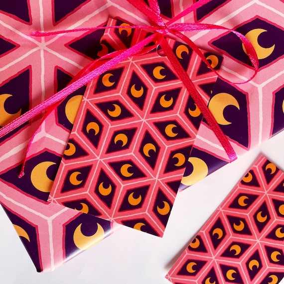 Geometric wrapping paper-Luxury wrapping paper- pink gift wrap