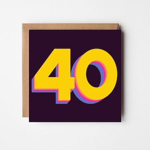 40. Geburtstagskarte- 40 Karte-Geburtstagszahlenkarte-80er Jahre Geburtstagskarte