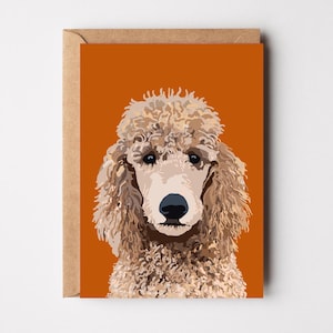Carte de voeux caniche - Illustration caniche - Carte chien drôle