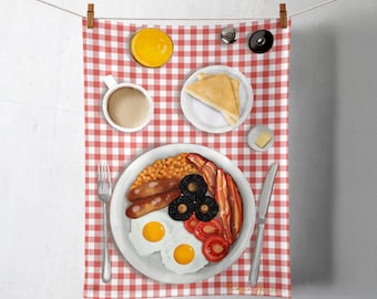 The Full English- Breakfast Tea towel- English Breakfast- kitchen textiles