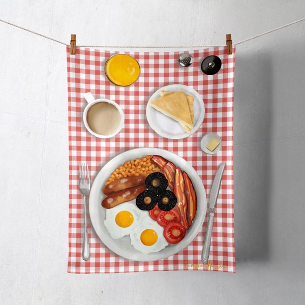 The Full English- Breakfast Tea towel- English Breakfast- kitchen textiles