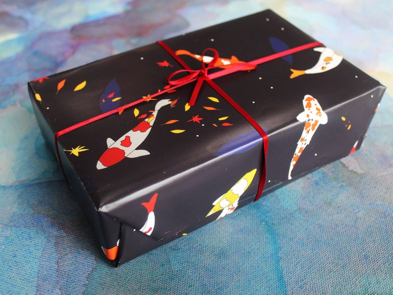 Koi Carp gift wrap fish design Luxury Wrapping paper image 2