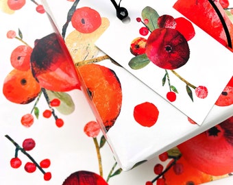 Luxury Wrapping paper - Pomegranates and Berries - Festive Gift Wrap