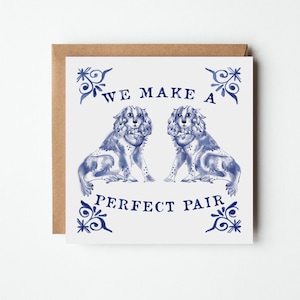 Una pareja perfecta: Tarjeta de San Valentín, tarjeta de San Valentín con perro, tarjeta con perro