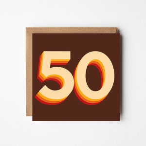 Carte 50e anniversaire - Carte des années 70 - Numéro d'anniversaire - Carte des années 70