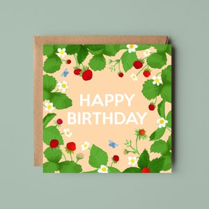 Biglietto d'auguri alla fragola - biglietto d'auguri estivo - biglietto d'auguri alla bacca