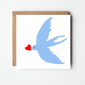 Carte Love Bird - Carte Bluebird - Carte de la Saint-Valentin - Carte message d'amour - Hirondelle - Bluebird