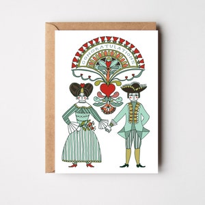 Carte de mariage - Carte de félicitations - Carte de couple heureux - Carte d'art populaire