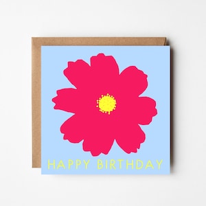 Cosmos Birthday Card - October Birth Flower- Flower birth card - October Birthday card