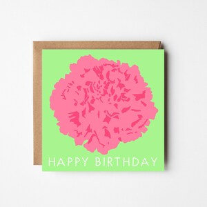 Carnation Card Birthday Flower card-january Birthday image 1