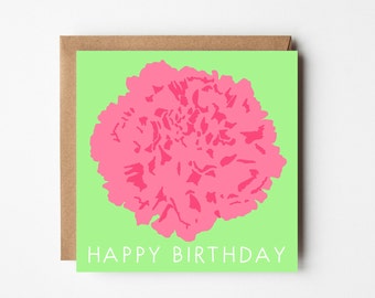 Carnation Card- Birthday Flower card-janvier Anniversaire