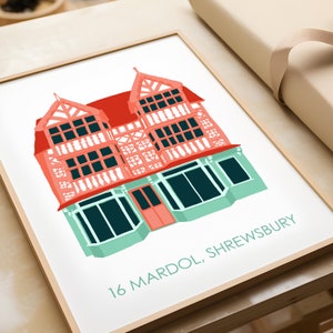 House Illustration- Tudor Architecture - Shrewsbury poster- Elizabethan illustration