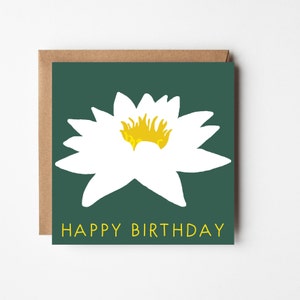 Tarjeta de nenúfar - Tarjeta de cumpleaños de julio - Tarjeta de flores de nacimiento