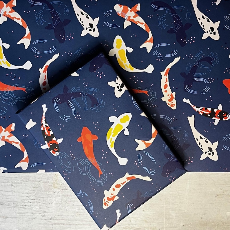 Koi Carp gift wrap - fish design- Luxury Wrapping paper - image 3